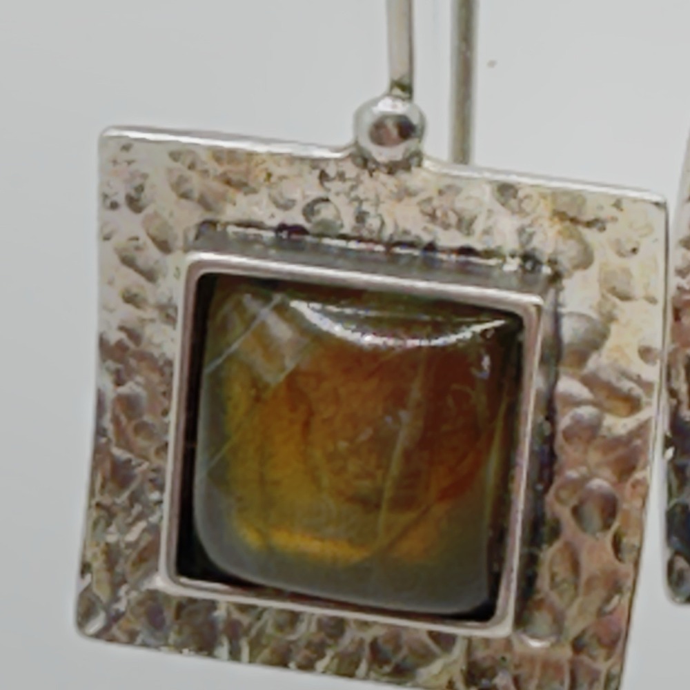 Silpada Sterling Silver Earrings Hammered Labradorite Square Dangle W0882 925 - Picture 6 of 14